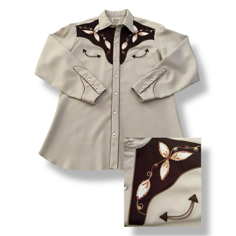 H Bar C Vintage Pearl Snap Western Shirt Embroidered Rockabilly Cowboy
